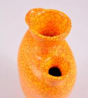 Retró sárga váza, mázas kerámia, jelzés nélkül, apró kopásokkal, m: 22 cm