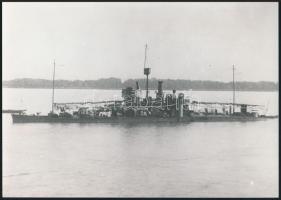 1915 A Dunai Flottila Leitha monitora, az 1980-as években eredeti negatívról előhívott fotó, 12,5×17,5 cm