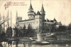 Bajmóc, Bojnice; Gróf Pálffy kastély, várkastély a halastóval. Kiadja Gubits B. / Bojnicky zámok / castle with fishpond (EK)