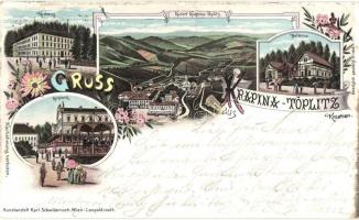 1899 (Vorläufer!) Krapinske Toplice, Krapina-Töplitz; Kurhaus, Kurpark, Bellevue / spa, hotel. A. Schvidernoch floral, Art Nouveau, litho (EK)