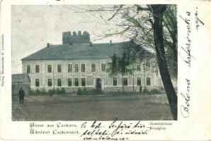 1901 Csák, Csákova, Ciacova; Községháza. Mesterovits & Jovanovits kiadása / Gemeindehaus / town hall (EK)
