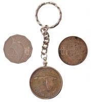 3db-os vegyes magyar és külföldi érme tétel, benne 2db ezüst, Kanada 1967. 1$ Ag kulcstartós foglala...