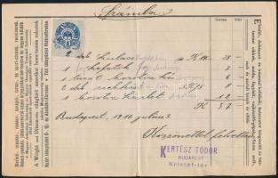 1916 Bp. Kristóf tér, Kertész Tódor műiparáru boltjának dekoratív számlája, hátoldalán az üzlet szec...