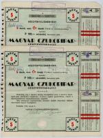 Budapest 1946. "Magyar Czukoripar Részvénytársaság" részvény elismervénye öt darab részvén...