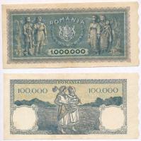 Vegyes bankjegy tétel: 1912. 100K + Románia 1944. 5000L + 1946. 100.000L + 1947. 1.000.000L T:III tű...