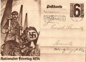 1934 Nationaler Feiertag / NSDAP German Nazi Party working class propaganda, swastika + 6 Ga.