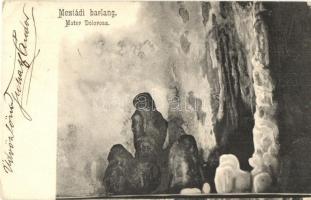 1910 Mézged, Meziad; Pestera Meziad / Meziádi (Mézgedi) cseppkőbarlang, Mater Dolorosa / stalactite cave interior, stalactite formation (EK)