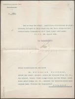 1909-1910 A szepesszombati Flittner-családdal kapcsolatos 3 db irat, ebből kettő a magyar nemességi cím adományozásáról, Friedrich Flittner, az Osztrák-Magyar Bank titkára részére címezve