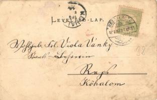 1902 Beszterce, Bistritz, Bistrita; Spitalgasse / Kórház utca, Brecher M. üzlete, Evangélikus templo...