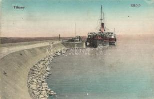 1913 Tihany, Balaton part, kikötő, Baross gőzös. Balaton könyvnyomda kiadása