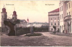 1913 Debrecen, Református Egyház tér, templom, hirdetőoszlop