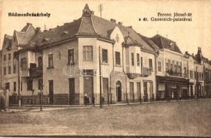 Hódmezővásárhely, Ferenc József út, Dr. Generisch palota, húscsarnok