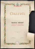 1952-1956 2 db sztahanovista oklevél szövőnő részére + 2 db kiváló dolgozói is; felcsavarva