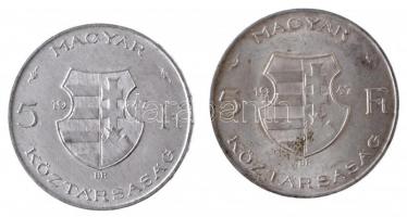 1947. 5Ft Ag "Kossuth" (2x) T:2