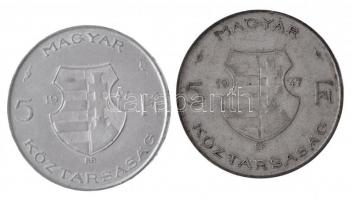 1947. 5Ft Ag "Kossuth" (2x) T:2,2- patina
