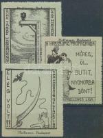 cca 1920 Országos Habsburg Ellenes Liga 3 db levélzáró