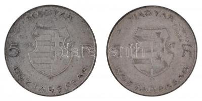 1947. 5Ft Ag "Kossuth" (2x) T:2,2- patina, apró ph