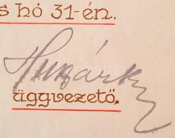 1920 Huszár Károly (1882-1941) volt miniszterelnök (1919. november 24. - 1920. március 15) által alá...