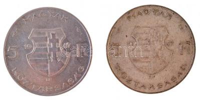 1947. 5Ft Ag "Kossuth" (2x) T:2- patina