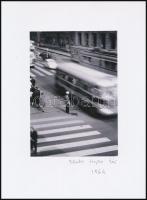 1964 Jankovszky György(1946-): Budapest, Forgalom a Blaha Lujza téren, feliratozott, kartonra kasírozott jelzetlen fotó, 17,5x12,5 cm