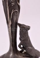 cca 1900 Szecessziós ón kisváza, m: 9,5 cm