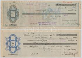 Sárbogárd / Simontornya / Tápióság 1946-1950. 11db-os kitöltött váltó tétel, illetékbélyeggel, bélye...