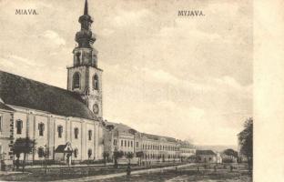Miava, Myjava; utcakép, Evangélikus templom / street view, Lutheran church (EK)