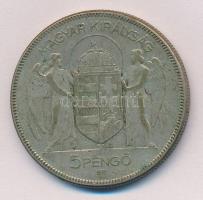 1930. 5P Ag "Horthy jobbra" T:2- patina
Adamo P8