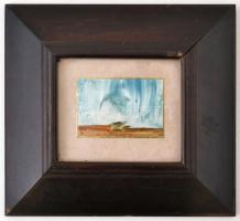 Ruttka Ferenc (1926-2019): Enyészet. Vegyes technika, papír, jelzett, üvegezett fa keretben, 6x8,5 c...