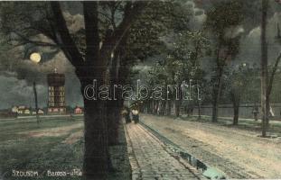 1915 Szolnok, Baross utca, este, víztorony