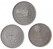1983. 100Ft alpakka "Széchenyi István" + 100Ft alpakka "Simon Bolivár" + 1984. 1...