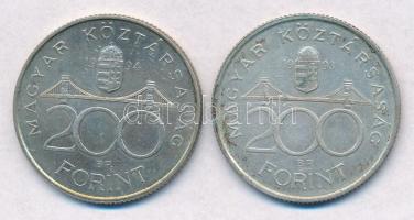 1993-1994. 200Ft Ag "MNB/Deák" (2x) T:2 patina