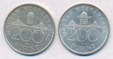 1993-1994. 200Ft Ag "MNB/Deák" (2x) T:2 kis patina