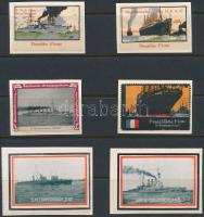 12 db I. világháborús csatahajót ábrázoló levélzáró kivágásokon felragasztva