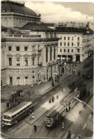 10 db modern magyar városképes lap; tömegközlekedési eszközök Budapesten és vidéken, villamosok, aut...