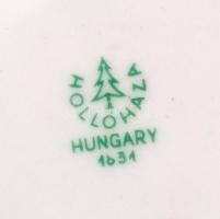 Hollóházi készlet, 3 db, kézzel festett, jelzett, apró kopásokkal