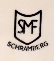 Dekoratív kerámia malac, jelzett, apró kopásokkal, m: 11,5 cm + Schramberg látképes porcelán falitán...