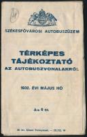 1932 Székesfővárosi Autóbuszüzem - térképes tájékoztató az autóbuszvonalakról