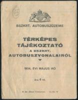 1934 Székesfővárosi Autóbuszüzem - térképes tájékoztató az autóbuszvonalakról