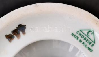 Chodziez lengyel porcelán kínáló, matricás, jelzett, m: 11,5 cm