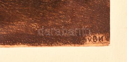 Vidai Brenner Nándor (1903-?): Verbúválás. Színezett rézkarc, papír, jelzett a karcon, 28×39 cm