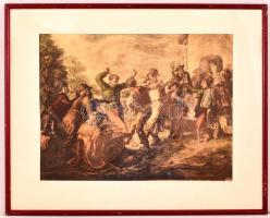 Vidai Brenner Nándor (1903-?): Verbúválás. Színezett rézkarc, papír, jelzett a karcon, 28×39 cm