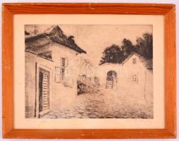 Vadkerty jelzéssel: Tabán, Virág-Benedek u. Rézkarc, papír, üvegezett keretben,  18×24 cm