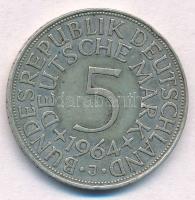 NSZK 1964J 5M Ag T:2
FRG 1964J 5 Mark Ag C:XF