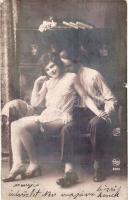 Vintage slightly erotic postcard. Roto 6365. (kis szakadás / small tear)