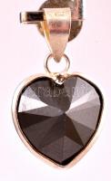 Ezüst(Ag) fekete cirkóniával díszített szív alakú függő, jelzett, h: 1,5 cm, bruttó: 1,5 g