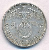 Német Harmadik Birodalom 1939A 2M Ag "Hindenburg" T:2 German Third Reich 1939A 2 Mark Ag &...
