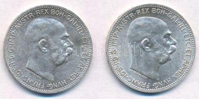 Ausztria 1915-1916. 1K Ag Ferenc József (2xklf) T:1-,2 Austria 1915-1916. 1 Corona Ag Franz Joseph (2xdiff) C:AU,XF