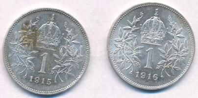 Ausztria 1915-1916. 1K Ag "Ferenc József" (2xklf) T:1-,2
Austria 1915-1916. 1 Corona Ag &...