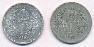 Ausztria 1901-1915. 1K Ag "Ferenc József" (2xklf) T:2,2- Austria 1901-1915. 1 Corona Ag &q...